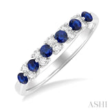 2.3MM Sapphire and 1/5 ctw Round Cut Diamond Precious Band in 14K White Gold