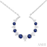 1.75MM, 2.10MM & 2.50MM Round Cut Sapphire and 1/4 ctw Round Cut Diamond Precious Alternating Necklace in 14K White Gold