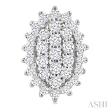 1/5 Ctw Petite Oval Shape Round Cut Diamond Cluster Fashion Stud Earring in 10K White Gold