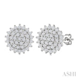 1/5 Ctw Petite Round Shape Round Cut Diamond Cluster Fashion Stud Earring in 10K White Gold