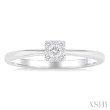 1/10 Ctw Lovebright Petite Square Shape Round Cut Diamond Fashion Ring in 10K White Gold