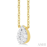 1/10 Ctw Lovebright Petite Pear Shape Round Cut Diamond Fashion Pendant With Chain in 10K Yellow Gold