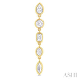 1 Ctw Bezel Set Mixed Diamond Cut Fashion Earring in 14K Yellow Gold