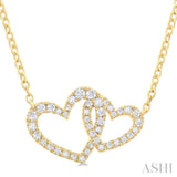 1/4 Ctw Interlocked Heart Round Cut Diamond Fashion Pendant With Chain in 10K Yellow Gold