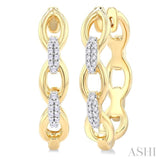 1/6 Ctw Rolo Link Round Cut Diamond Fashion Long Earring in 14K Yellow Gold