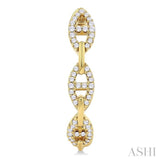 1/3 Ctw Marquise Open Link Round Cut Diamond Fashion Hoop Earring in 14K Yellow Gold