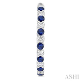 2.9MM Round Sapphire and 2 5/8 ctw Round Cut Diamond Inside & Outside Alternating Precious Hoop Earrings in 14K White Gold