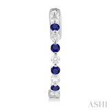 2MM Round Cut Sapphire and 1/2 ctw Round Cut Diamond Precious Inside-Out Alternating Hoop Earrings in 14K White Gold