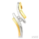 1/10 ctw Two Tone Abstract Art 2Stone Round Cut Diamond Earrings in 10K Yellow Gold With Rhodium