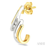 1/10 ctw Two Tone Abstract Art 2Stone Round Cut Diamond Earrings in 10K Yellow Gold With Rhodium