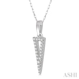1/10 ctw Hollow Center Inverted Triangle Round Cut Diamond Pendant in 10K White Gold