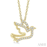 1/10 Ctw Petite Dove Round Cut Diamond Fashion Pendant With Chain in 10K Yellow Gold