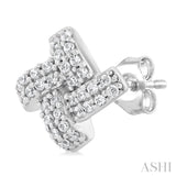 1/5 Ctw Petite Pinwheel Round Cut Diamond Fashion Stud Earring in 10K White Gold