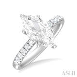 1/3 ctw Marquise Shape Round Cut Diamond Semi Mount Engagement Ring in 14K White Gold