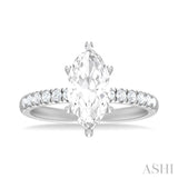 1/3 ctw Marquise Shape Round Cut Diamond Semi Mount Engagement Ring in 14K White Gold