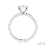 1/3 ctw Marquise Shape Round Cut Diamond Semi Mount Engagement Ring in 14K White Gold