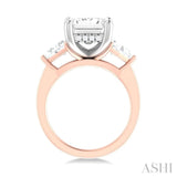 1 ctw Emerald Shape Trillion and Round Cut Diamond Semi Mount Engagement Ring in 14K Rose and White Gold