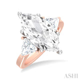 1 ctw Marquise Shape Trillion and Round Cut Diamond Semi Mount Engagement Ring in 14K Rose and White Gold