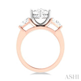 1 ctw Marquise Shape Trillion and Round Cut Diamond Semi Mount Engagement Ring in 14K Rose and White Gold