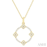 1/4 ctw Clover Leaf Circle Round Cut Diamond Pendant With Chain in 10K Yellow Gold
