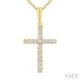 1/10 Ctw Cross Round Cut Diamond Fashion Pendant With Chain in 14K Yellow Gold