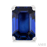 6X4 MM Octagon Shape Sapphire Precious Stud Earrings in 14K White Gold