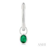 5x3 MM Bezel Set Oval Cut Emerald Precious Fashion Huggie Earrings in 14K White Gold