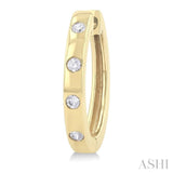 1/6 Ctw Flush Bezel Set Diamond Fashion Hoop Earring in 10K Yellow Gold