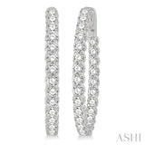 4 Ctw Inside-Out Round Cut Diamond Oval Shape Hoop Earrings in 14K White Gold