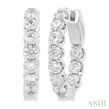 2 Ctw Inside-Out Embellished Round Cut Diamond Hoop Earrings in 14K White Gold
