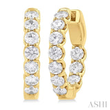 2 Ctw Inside-Out Embellished Round Cut Diamond Hoop Earrings in 14K Yellow Gold