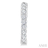 1 Ctw Inside-Out Embellished Round Cut Diamond Hoop Earrings in 14K White Gold
