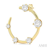 1.00 ctw Open Circle Round Cut Diamond Fashion Half Hoop Earrings in 14K Yellow Gold