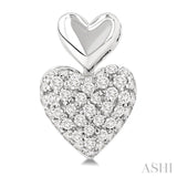 1/3 Ctw Heart Shape Mount Pave Set Single Cut Diamond Fashion Earrings in 10K White Gold