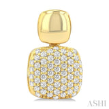 1/3 Ctw Cushion Shape Mount Pave Set Round Cut Diamond Fashion Earring in 10K Yellow Gold