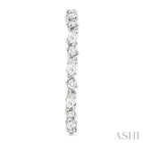 1 1/6 ctw Inside & Outside Marquise and Round Cut Diamond Fashion Open Hoop Earrings in 14K White Gold