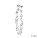 1 1/6 ctw Inside & Outside Marquise and Round Cut Diamond Fashion Open Hoop Earrings in 14K White Gold