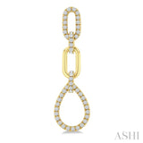 3/4 Ctw Open Window Pear Drop Round Cut Diamond Fashion Dangle Earrings in 14K Yellow Gold