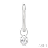1/3 Ctw Bezel Set Oval Cut Diamond Huggie Earrings in 14K White Gold