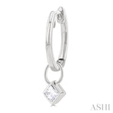 1/3 ctw Bezel Set Princess Cut Diamond Huggie Earrings in 14K White Gold