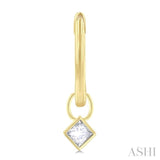 1/3 Ctw Bezel Set Princess Cut Diamond Huggie Earrings in 14K Yellow Gold