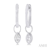 1/3 ctw Bezel Set Marquise Cut Diamond Huggie Earrings in 10K White Gold
