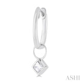 1/3 Ctw Bezel Set Princess Cut Diamond Huggie Earrings in 10K White Gold