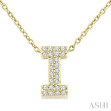 1/10 Ctw Initial 'I' Round Cut Diamond Fashion Pendant With Chain in 10K Yellow Gold