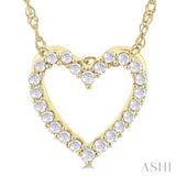 1/10 ctw Heart Shape Round Cut Diamond Pendant With Chain in 14K  Yellow Gold