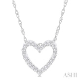 1/10 ctw Heart Shape Round Cut Diamond Pendant With Chain in 10K  White Gold