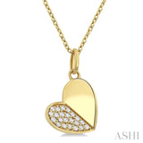 1/8 ctw Twin Face Heart Round Cut Diamond Fashion Pendant With Chain in 10K Yellow Gold