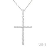 1/10 Ctw Cross Round Cut Diamond Fashion Pendant With Chain in 10K Yellow Gold