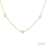 1 1/2 ctw Bezel Set Oval Cut Diamond Station Necklace in 14K Yellow Gold