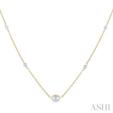 1/4 ctw Marquise and Bezel Set Round Cut Diamond Station Necklace in 14K Yellow and White Gold